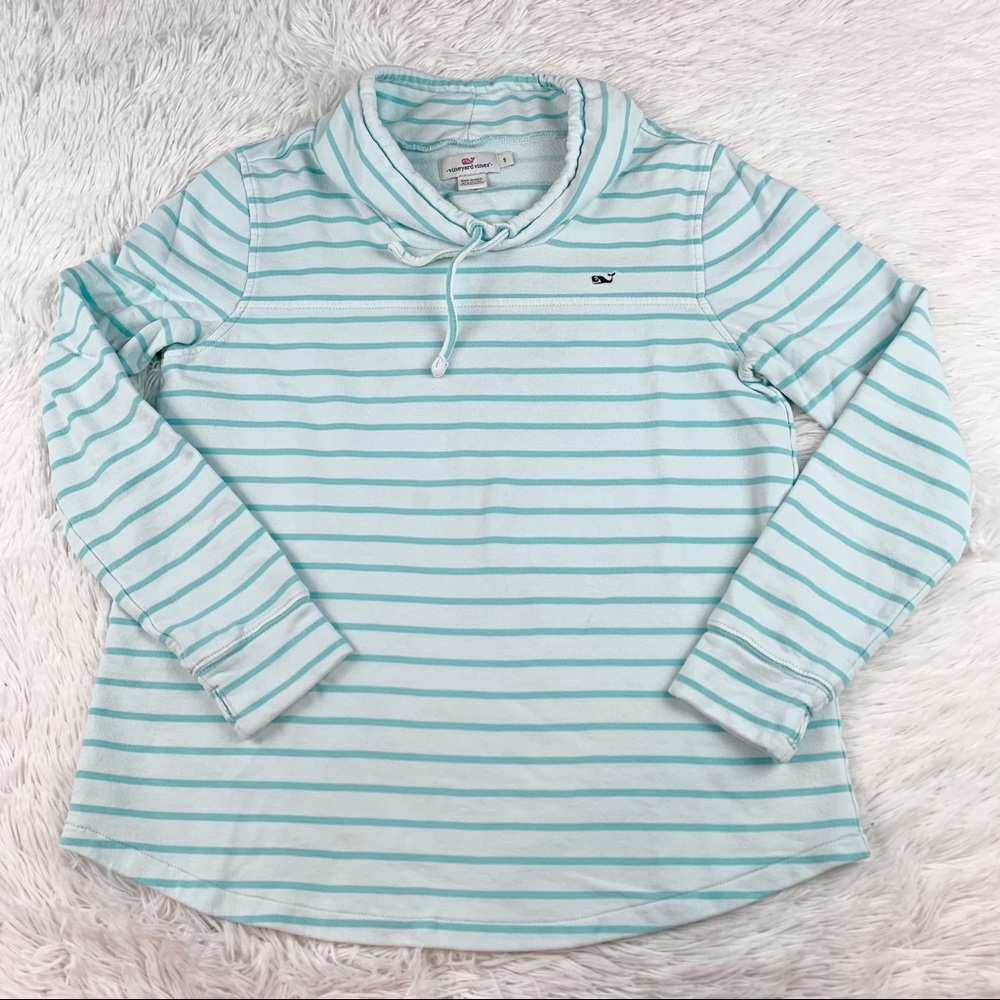 Vineyard Vines long sleeve mock neck striped tunic sweatshirt thumb hole